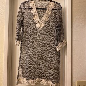 Sheer Animal Print Tunic, Sz L